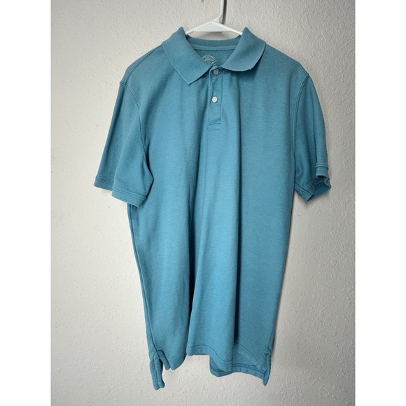 St. Johns Bay Men's Short Sleeve Performance Polo Size Medium Teal Cotton Blend - Picture 1 of 3